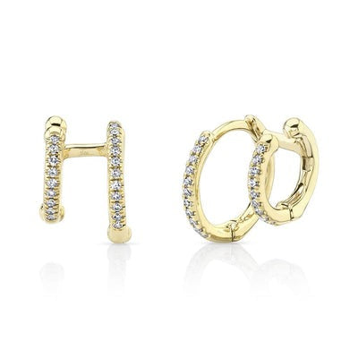 Shy Creation - Diamond Double Huggie Hoop Earrings