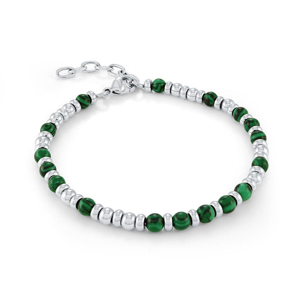 GREEN MALACHITE & STAINLESS STEEL BRACELET