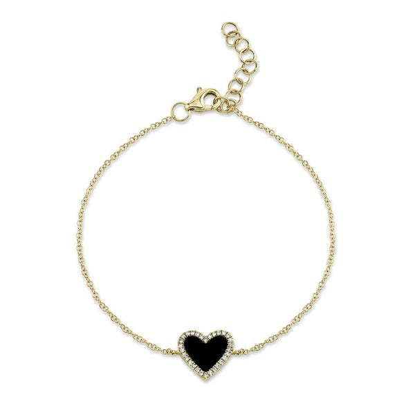 Shy Creation - Onyx & Diamond Heart Bracelet