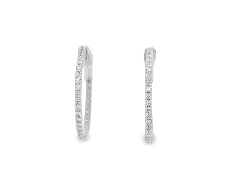 Diamond In & Out Hoop Earrings - 3/4 Ct