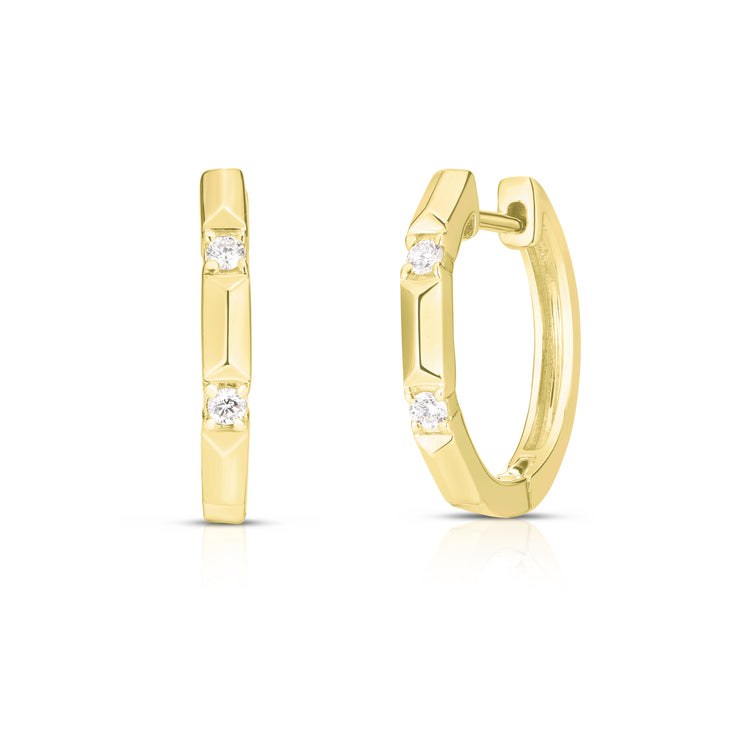 URBAETIS - GOLD PYRAMID DIAMOND HOOP EARRINGS