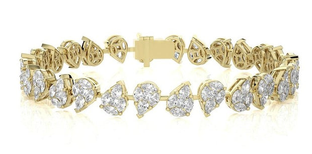 PEAR SHAPE DIAMOND CLUSTER TENNIS BRACELET