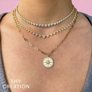 SHY CREATION - GRADUATED DIAMOND TENNIS NECKLACE