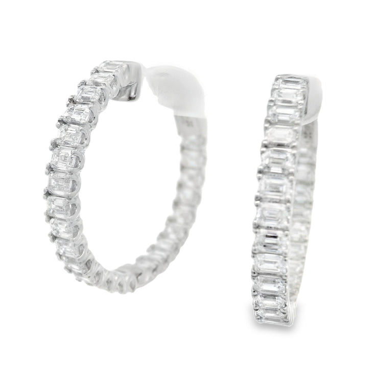 EMERALD CUT DIAMOND HOOP EARRINGS