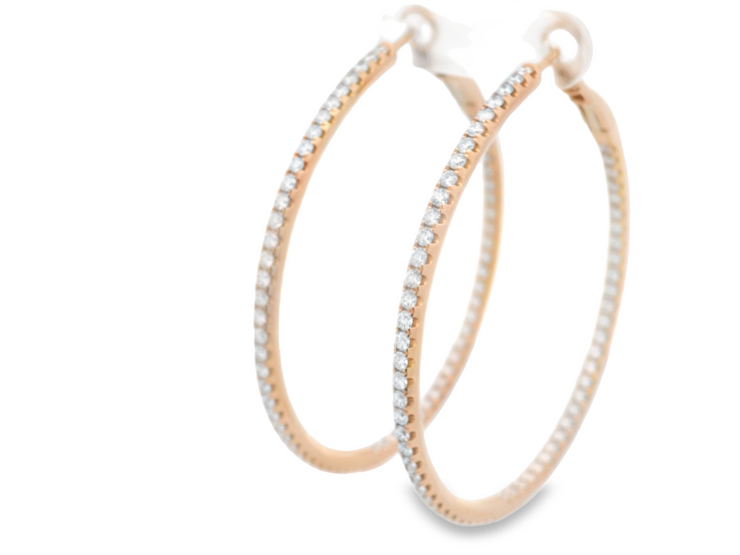 IN & OUT DIAMOND HOOP EARRINGS - 2 1/2 CT