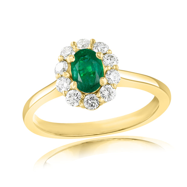 EMERALD & DIAMOND FLOWER RING