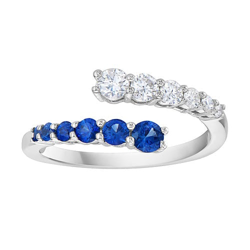 SAPPHIRE & DIAMOND BYPASS RING