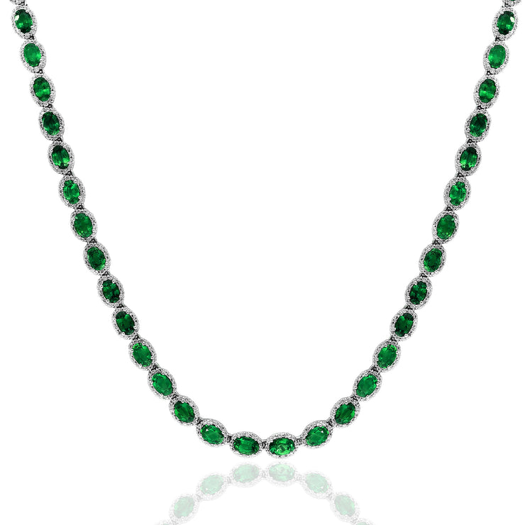 EMERALD & DIAMOND TENNIS NECKLACE