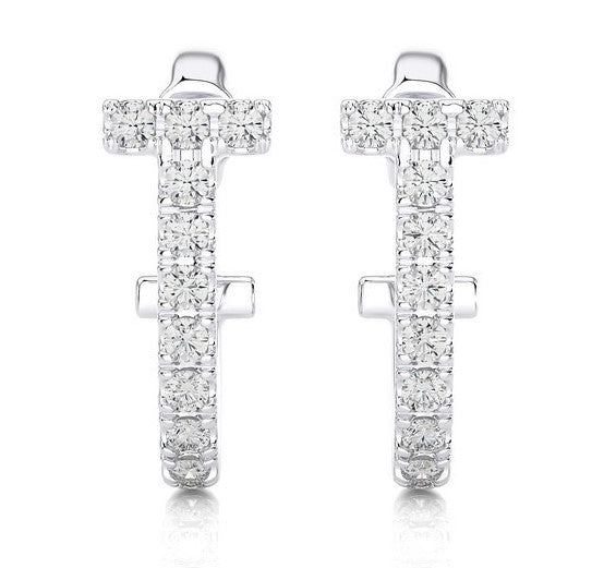 DIAMOND “T” HOOP EARRINGS