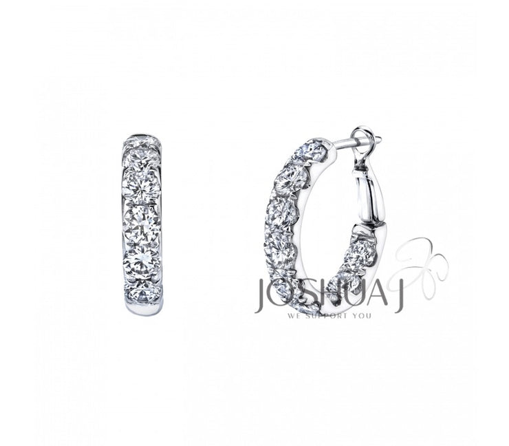 3/4 INCH DIAMETER DIAMOND HOOP EARRINGS - 3 CT