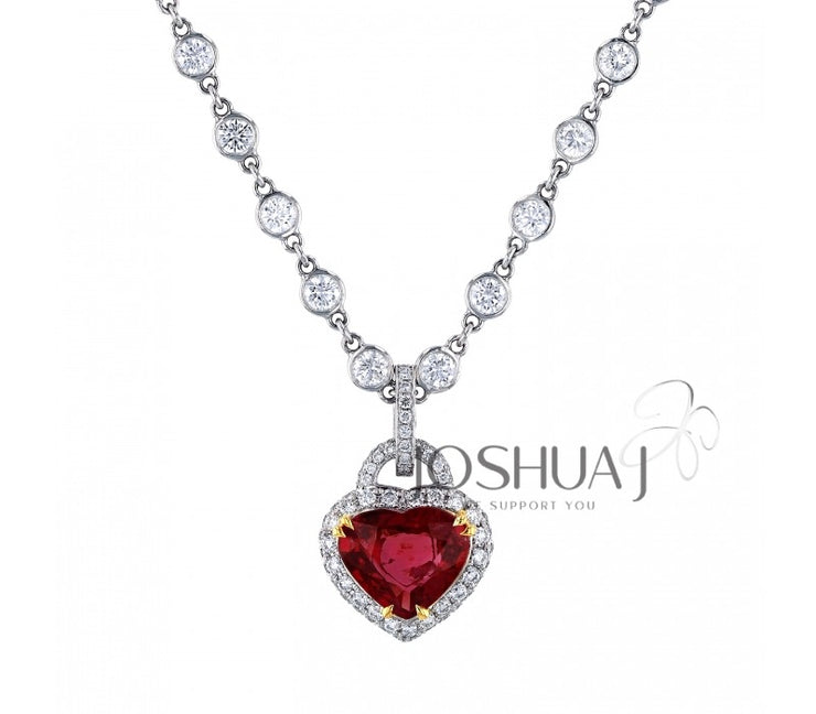 JOSHUA J - RUBY HEART & DIAMOND REVERSIBLE PENDANT