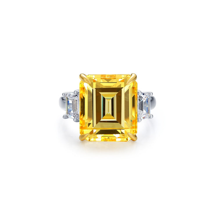 LAFONN - SIMULATED YELLOW DIAMOND 3 STONE RING