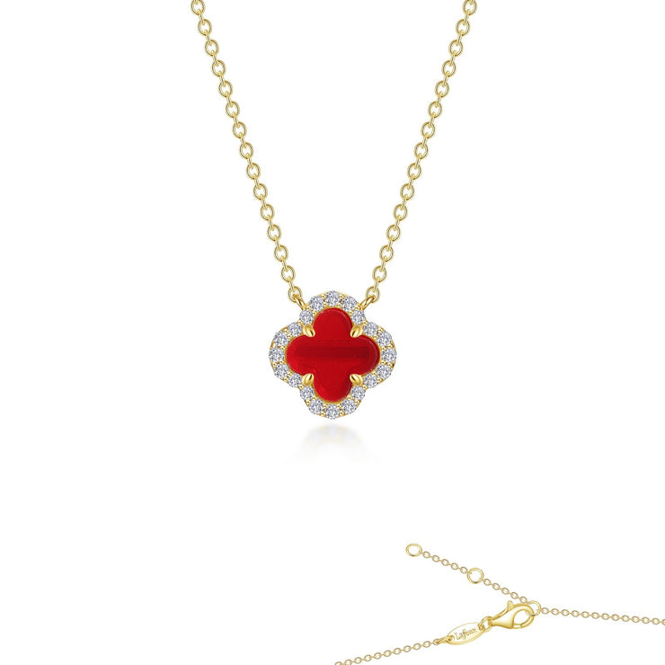 LAFONN - RED AGATE CLOVER NECKLACE