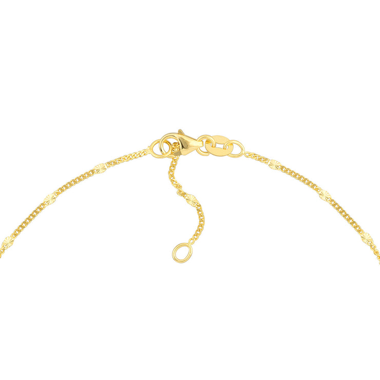 YELLOW GOLD DIAMOND CUT STATION ANKLET