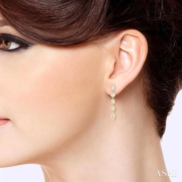 MULTI SHAPE DIAMOND DANGLE EARRINGS