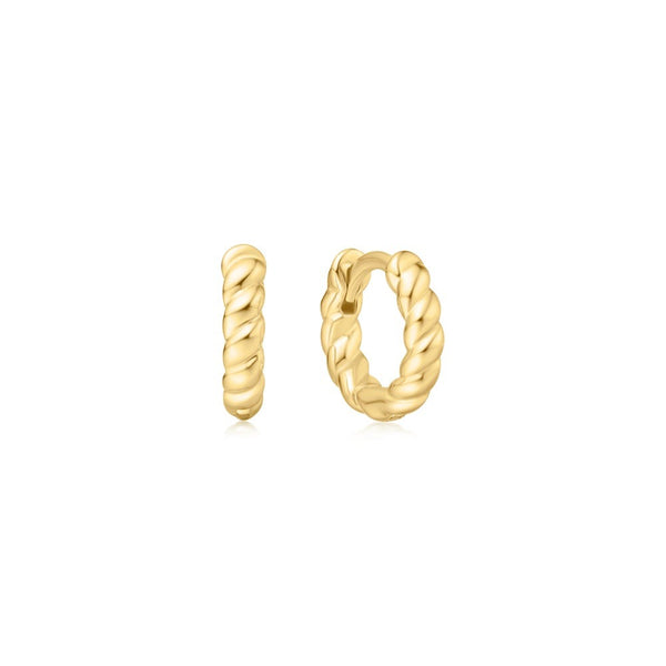 Ania Haie - Gold Texture Small Huggie Hoop Earrings