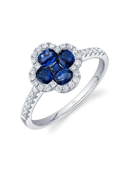 SHY CREATION - SAPPHIRE & DIAMOND CLOVER RING