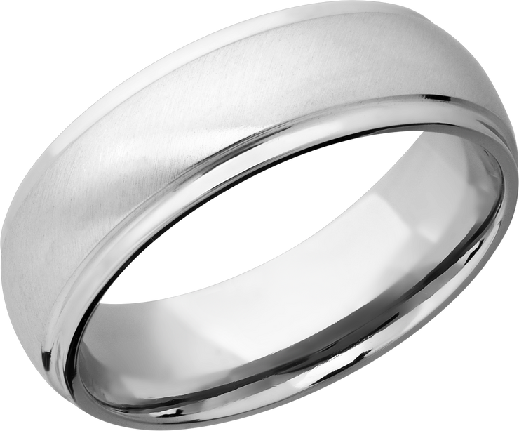 Cobalt chrome 7mm domed band with grooved edges