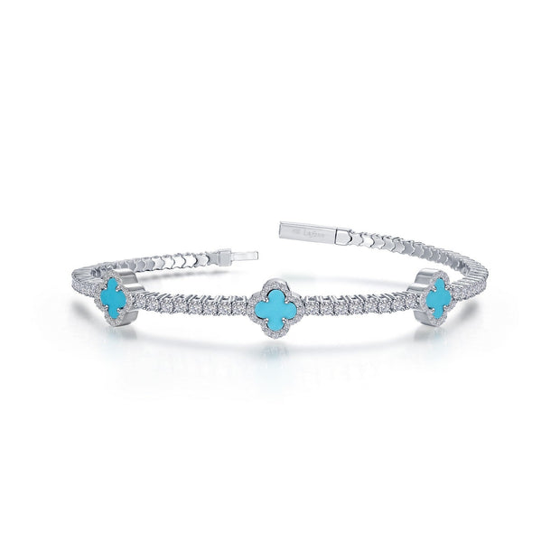 LAFONN - TURQUOISE CLOVER FLEXIBLE BANGLE BRACELET