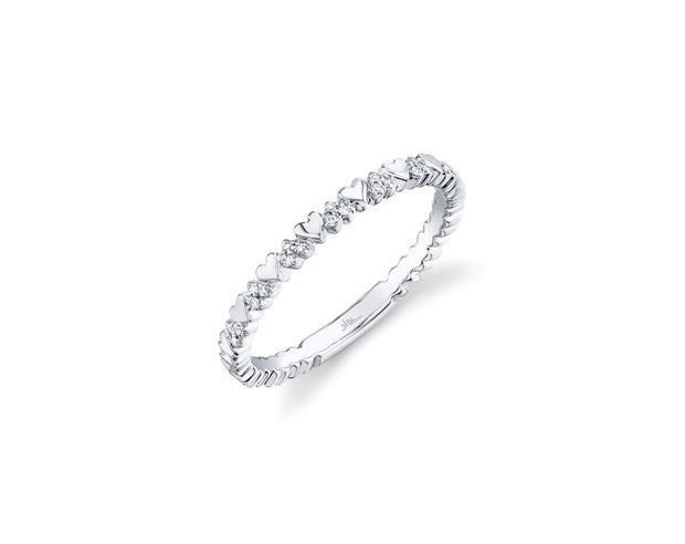 SHY CREATION - WHITE GOLD DIAMOND HEART RING