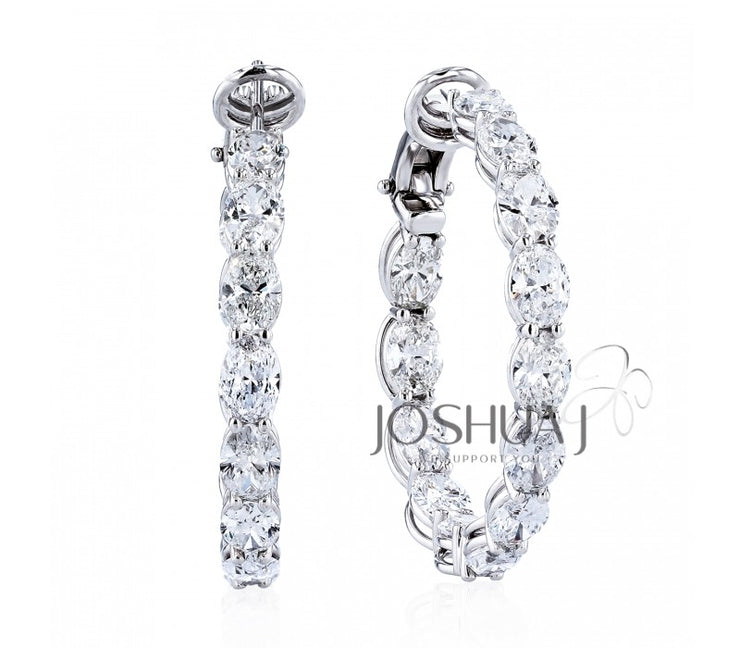 JOSHUA J - OVAL DIAMOND IN & OUT HOOP EARRINGS - 12 TCW