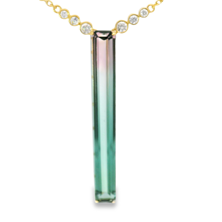 WATERMELON TOURMALINE & DIAMOND NECKLACE