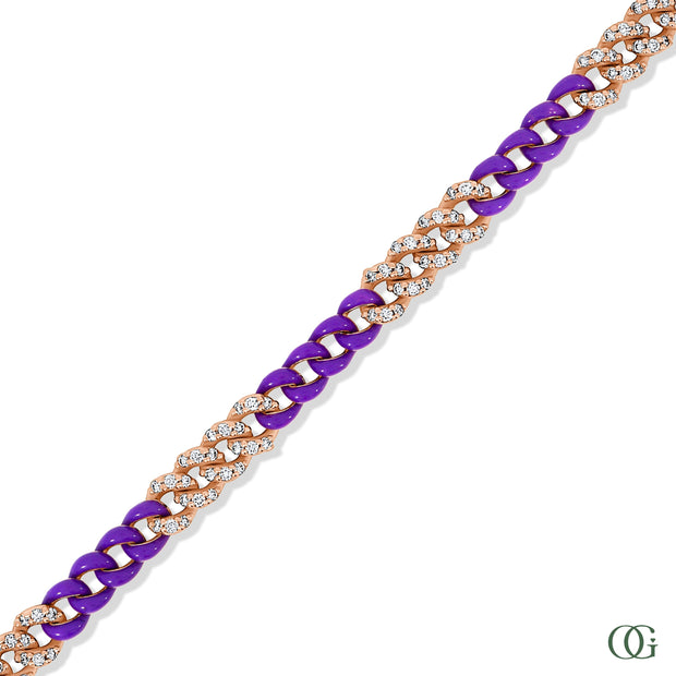 PAVE DIAMOND & PURPLE CHAIN BRACELET