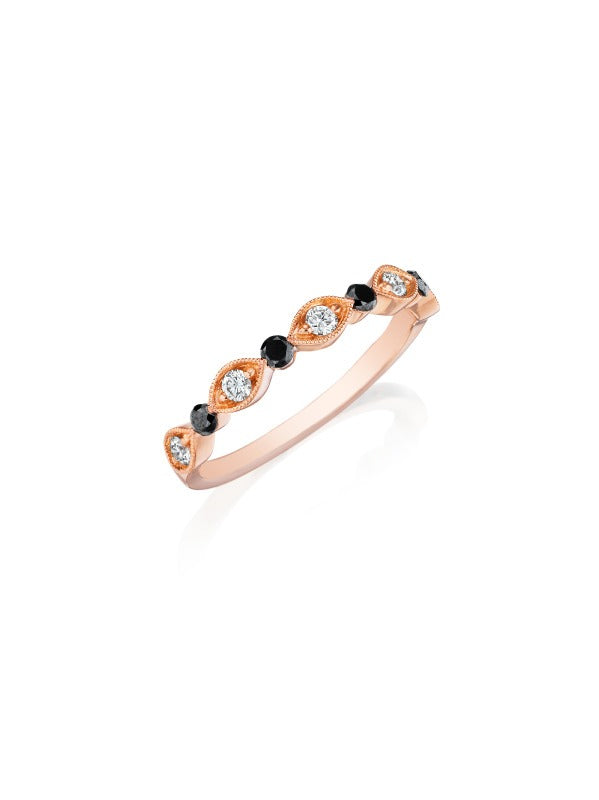 HENRI DAUSSI - ROSE GOLD BLACK & WHITE DIAMOND BAND