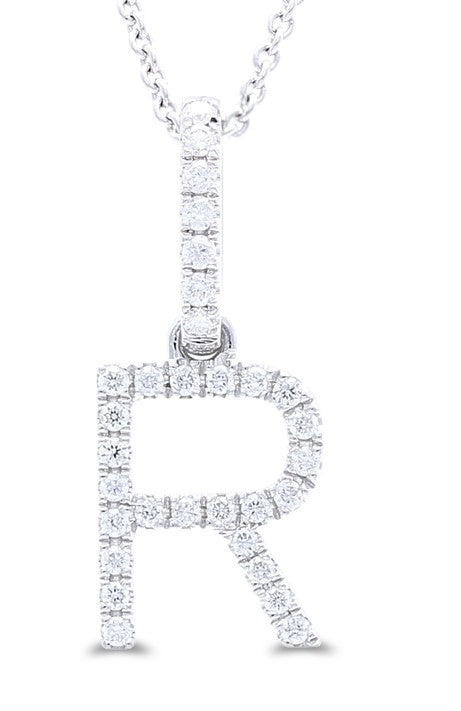 DIAMOND “R” INITIAL PENDANT