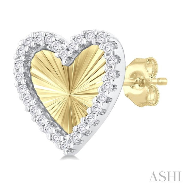 FLUTED HEART DIAMOND POST EARRINGS