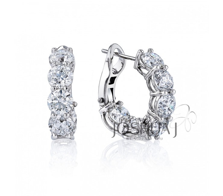 JOSHUA J - DIAMOND HUGGIE HOOP EARRINGS - 8.5 TCW