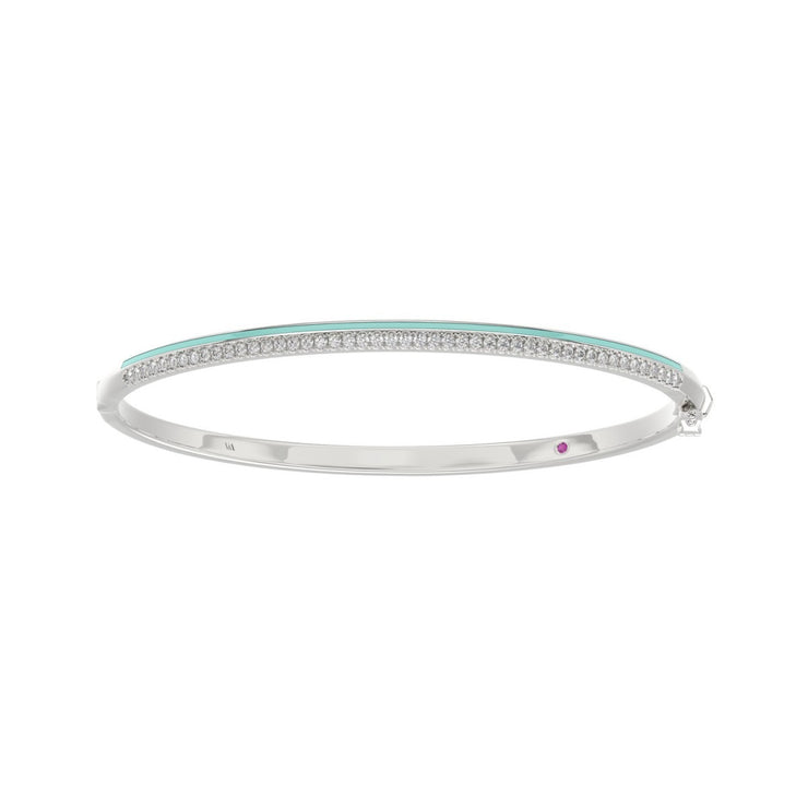 TURQUIOSE BLUE CERAMIC DIAMOND BANGLE BRACELET