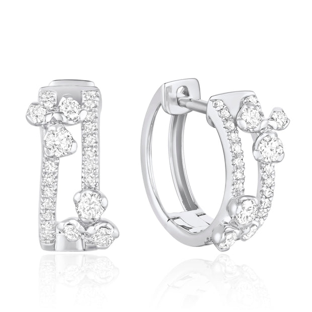 LUVENTE - DOUBLE HOOP DIAMOND HUGGIE EARRINGS