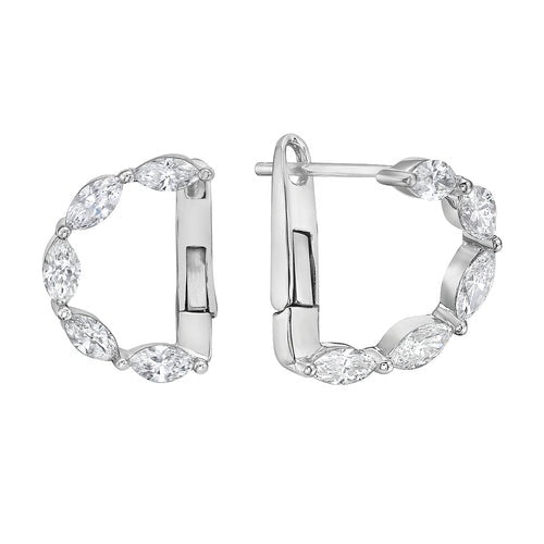 MARQUISE DIAMOND HOOP EARRINGS - 1 1/4 CT