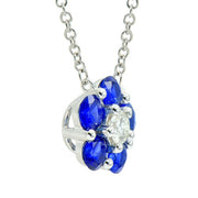 SAPPHIRE & DIAMOND FLOWER PENDANT