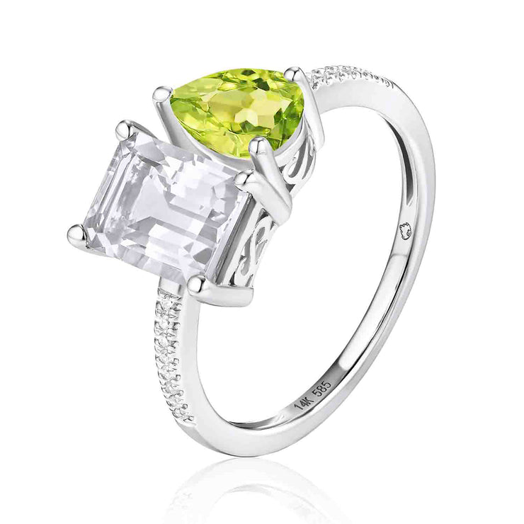 LUVENTE - PERIDOT, WHITE TOPAZ, & DIAMOND RING