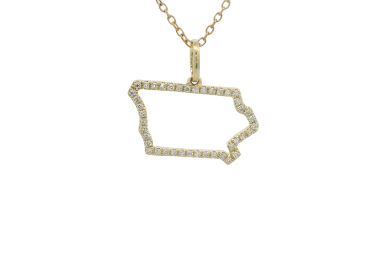 Mini State of Iowa Diamond Necklace