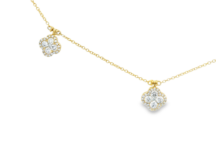 Stationed Diamond Clover Necklace