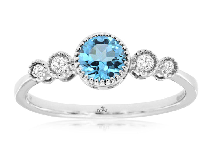 BLUE TOPAZ & DIAMOND RING