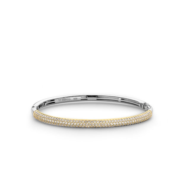 TI SENTO - GOLD PLATED CUBIC ZIRCONIA BANGLE BRACELET