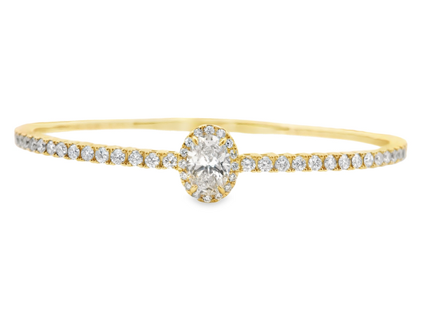 Oval Center Flexible Diamond Bangle Bracelet