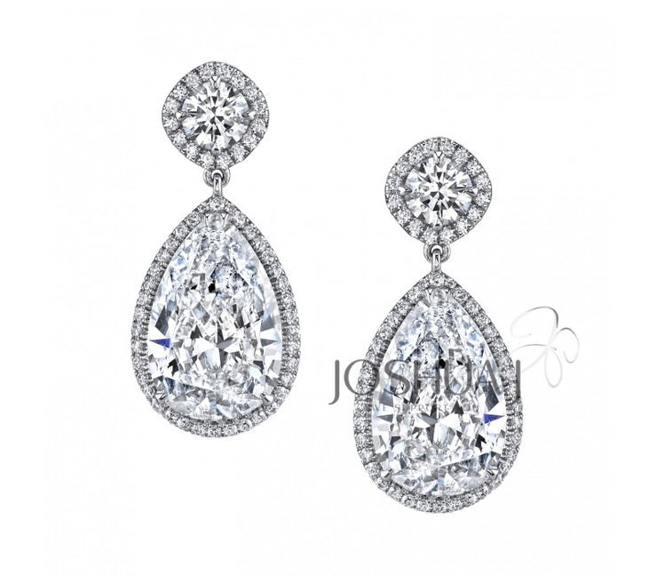 Pear Diamond Dangle Earrings - 6 1/2 Ct