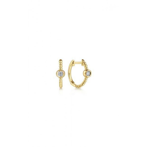 SINGLE DIAMOND HUGGIE HOOP EARRINGS