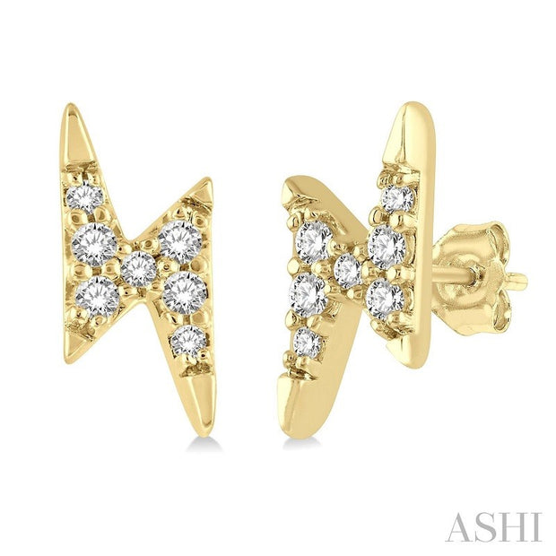 ASHI - DIAMOND LIGHTENING BOLT STUD EARRINGS