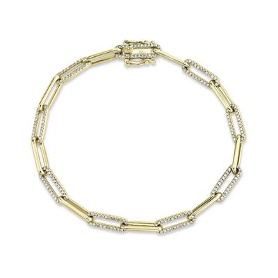 SHY CREATION- YELLOW GOLD DIAMOND PAPER CLIP LINK BRACELET