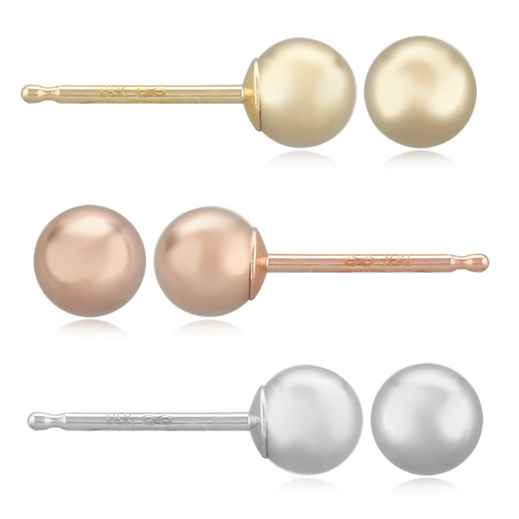 WHITE GOLD BALL STUD EARRINGS