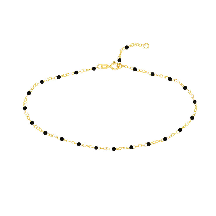 YELLOW GOLD BLACK ENAMEL ANKLET