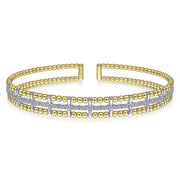 GABRIEL & CO - Yellow and White Gold Bujukan Cuff Bracelet with Inner Diamond Channel