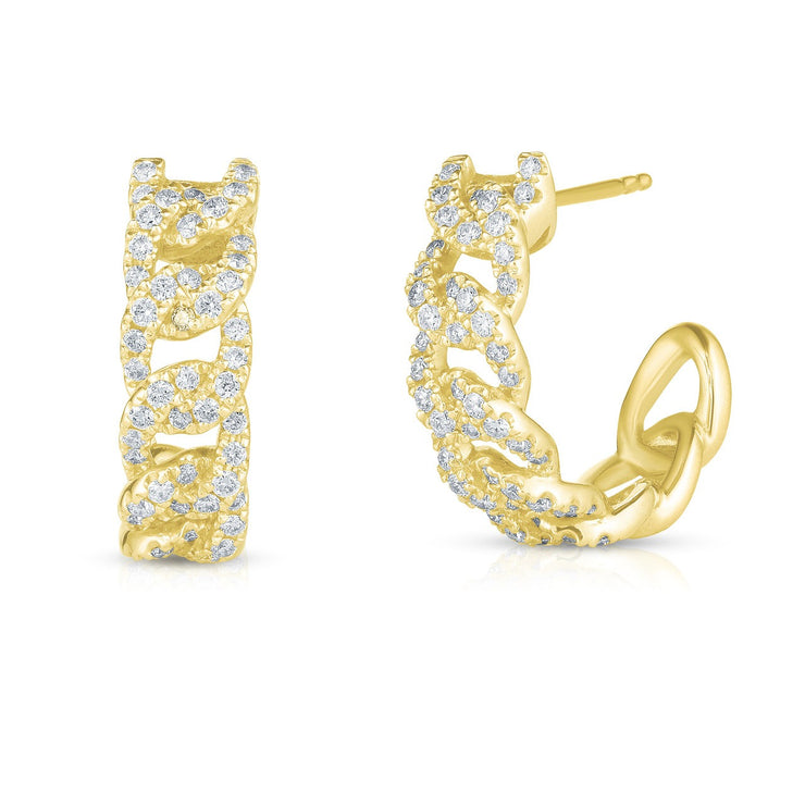 URBAETIS - DIAMOND CURB CHAIN HOOP EARRINGS