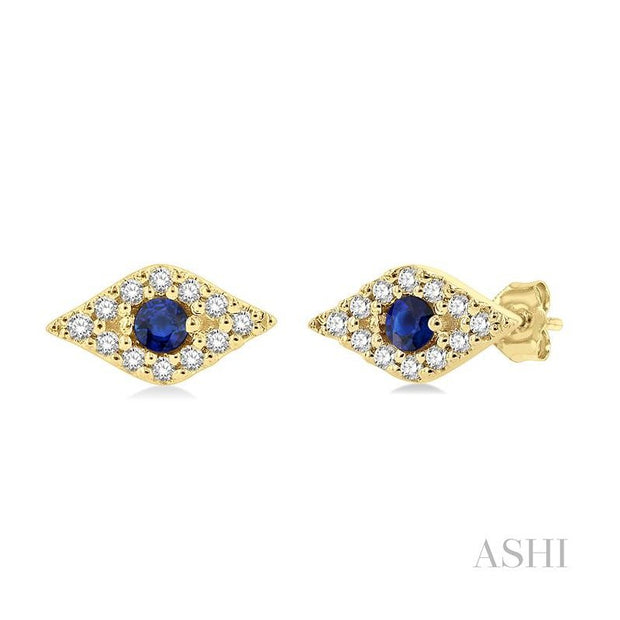 ASHI - DIAMOND & SAPPHIRE EVIL EYE EARRINGS